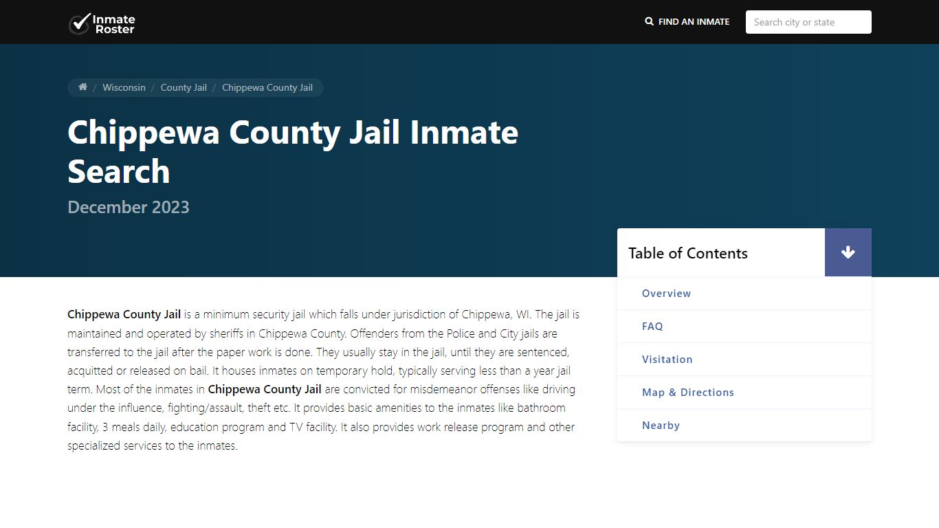 Inmate Search | Chippewa County Jail - Chippewa Falls, WI