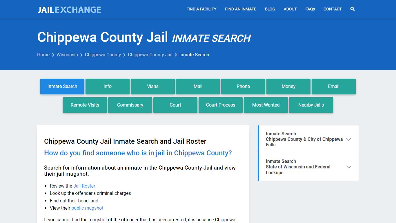 Inmate Search: Roster & Mugshots - Chippewa County Jail, WI